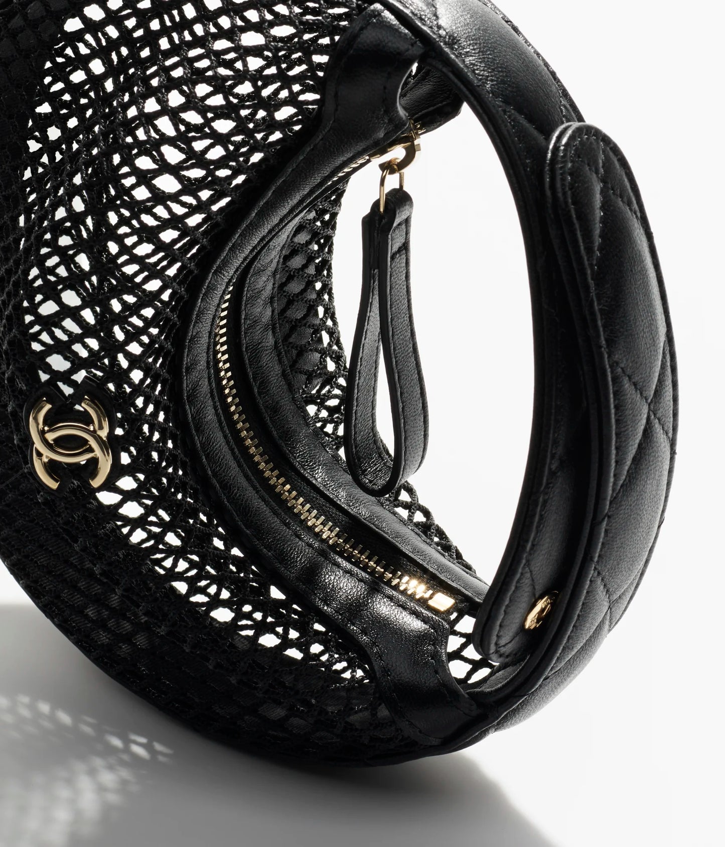 Chanel Pouch Mesh, Shiny Lambskin & Gold-Tone Metal - Black