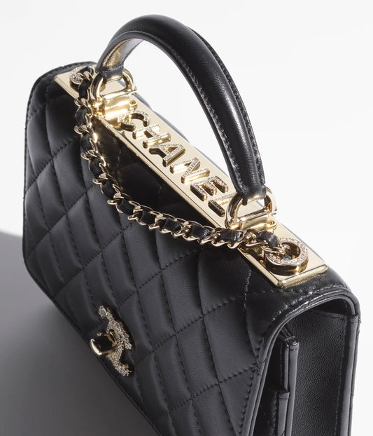 Chanel Wallet On Chain Lambskin, Diamanté & Gold Metal - Black