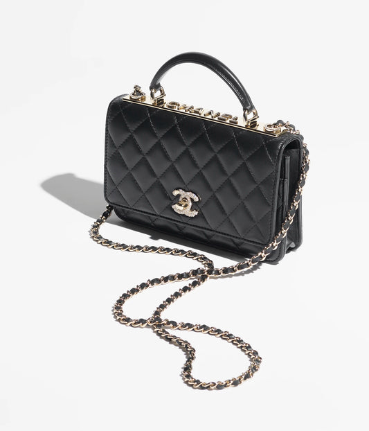 Chanel Wallet On Chain Lambskin, Diamanté & Gold Metal - Black