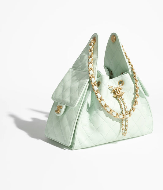 Chanel 25 Small Handbag Grained Calfskin & Gold-Tone Metal - Light Green