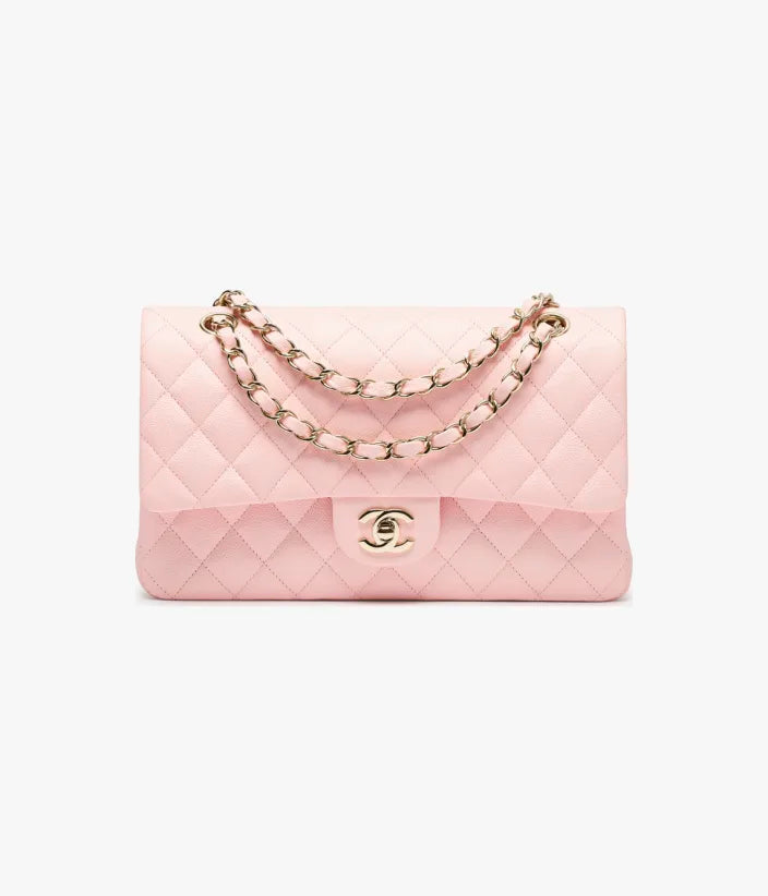 Chanel Classic 11.12 Handbag Grained Shiny Calfskin & Gold-Tone Metal - Light Pink