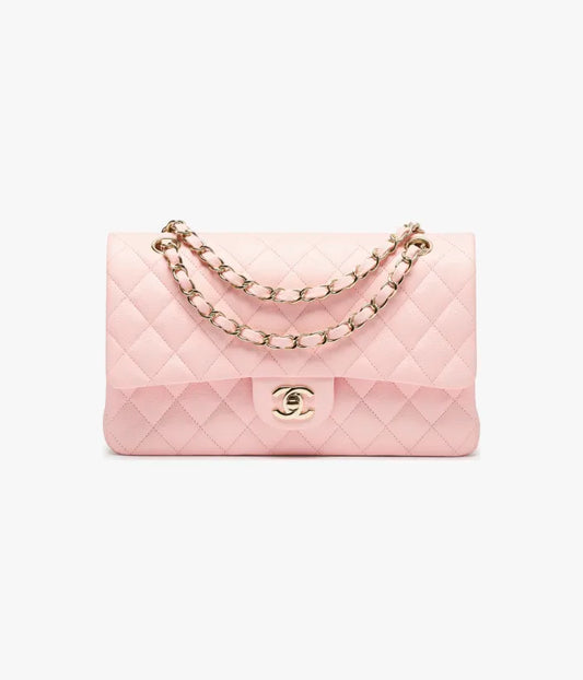 Chanel Classic 11.12 Handbag Grained Shiny Calfskin & Gold-Tone Metal - Light Pink