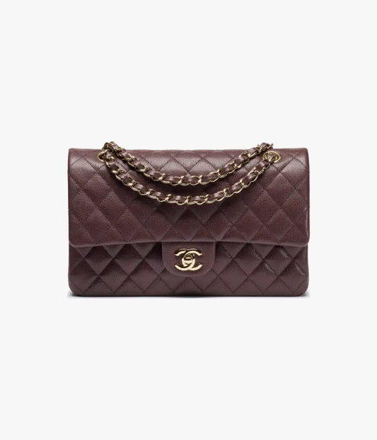 Chanel Classic 11.12 Handbag Grained Shiny Calfskin & Gold-Tone Metal - Dark Brown