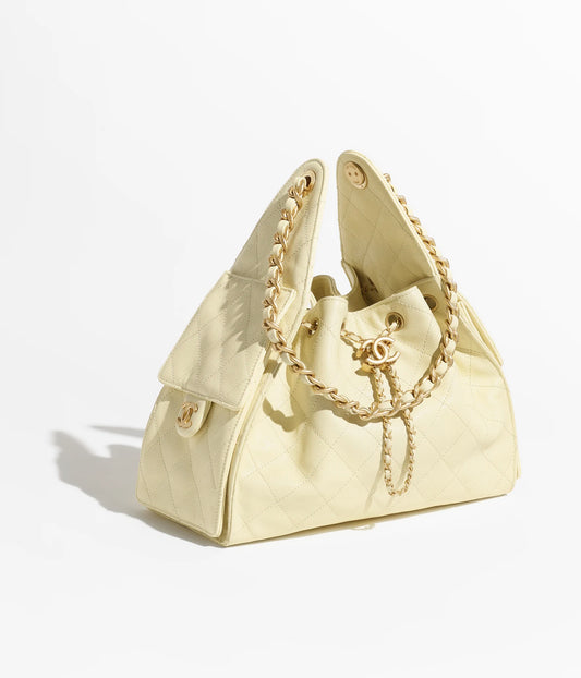 Chanel 25 Small Handbag Grained Calfskin & Gold-Tone Metal - Light Yellow