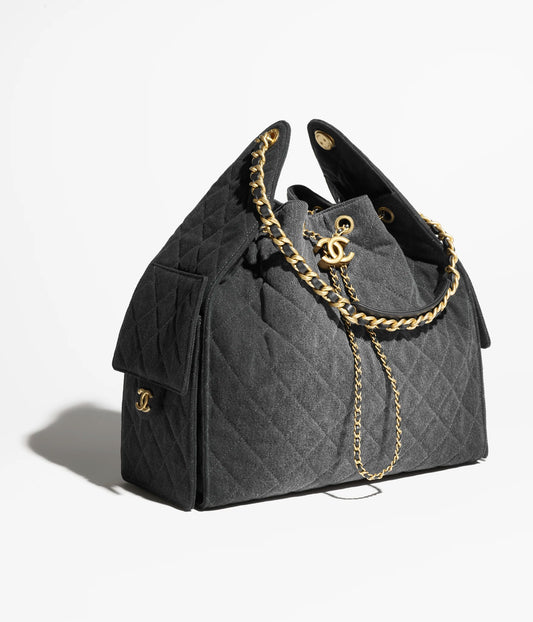 Chanel 25 Medium Handbag Washed Denim & Gold-Tone Metal - Black