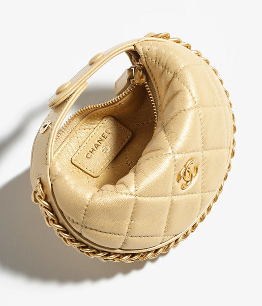Chanel MINI POUCH Metallic Lambskin & Gold Metal - Gold