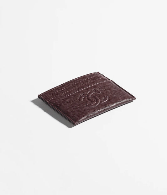Chanel Card Holder Grained Shiny Calfskin & Gold-Tone Metal - Dark Brown