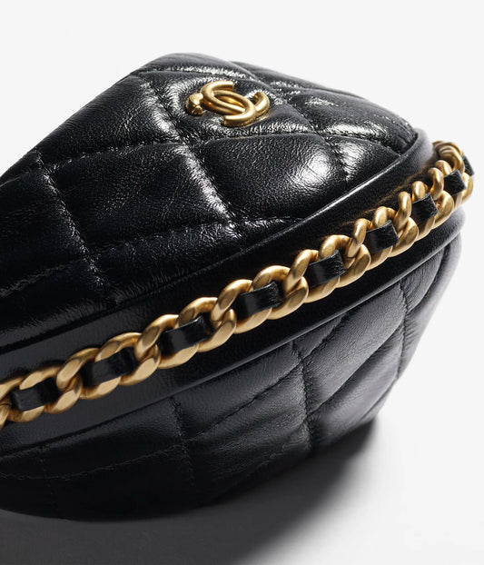 Chanel Mini Pouch Shiny Crumpled Lambskin & Gold-Tone Metal - Black