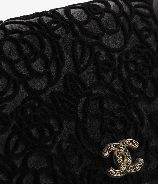 Chanel Wallet On Chain Velvet & Gold Metal - Black