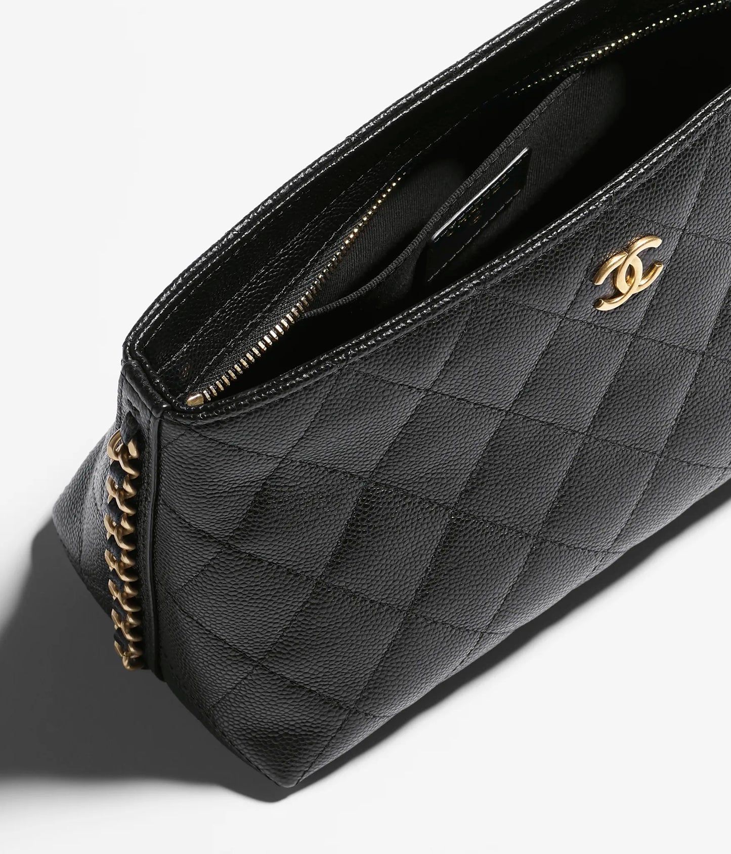 Chanel Pouch Grained Shiny Calfskin & Gold-Tone Metal - Black