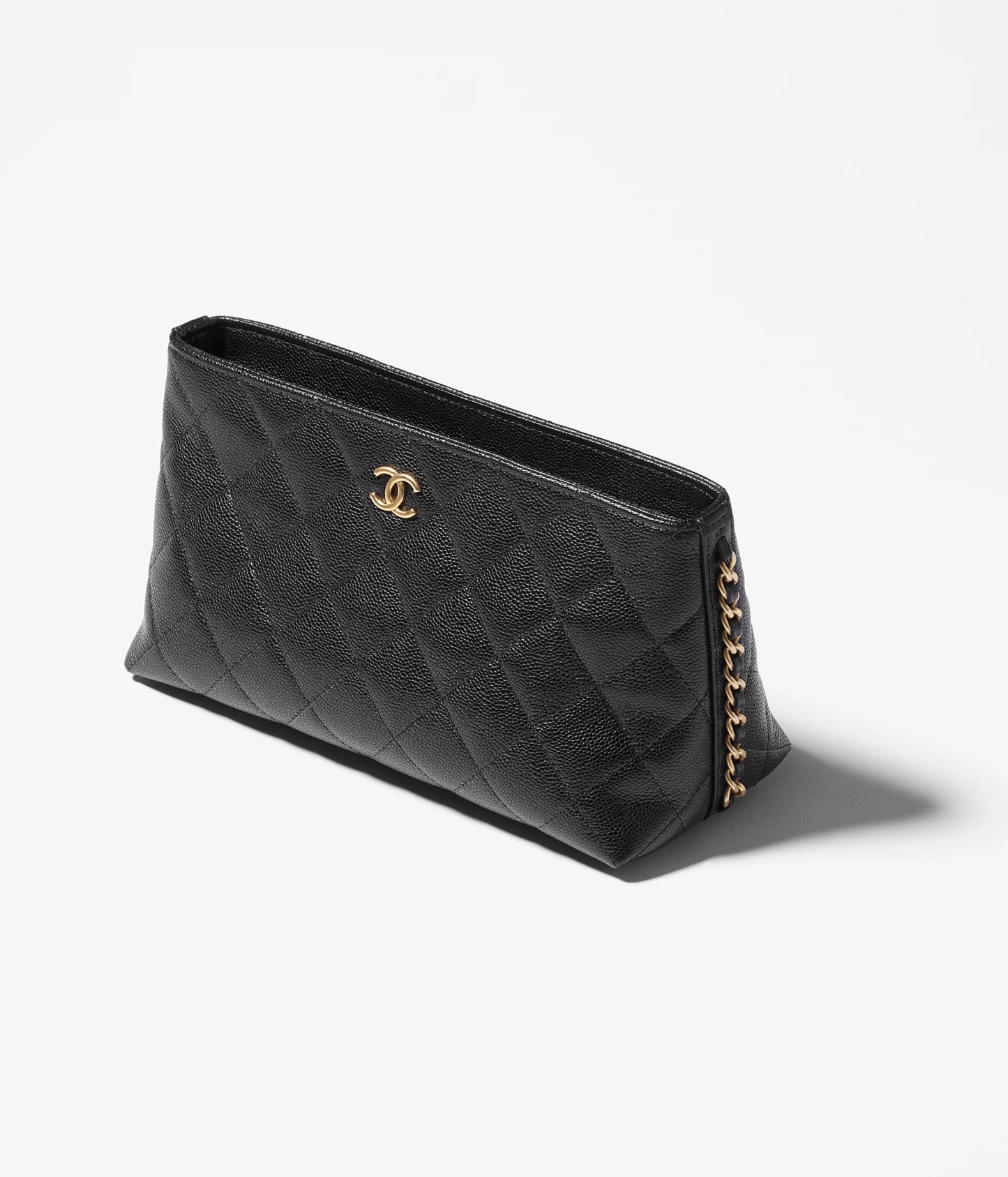Chanel Pouch Grained Shiny Calfskin & Gold-Tone Metal - Black