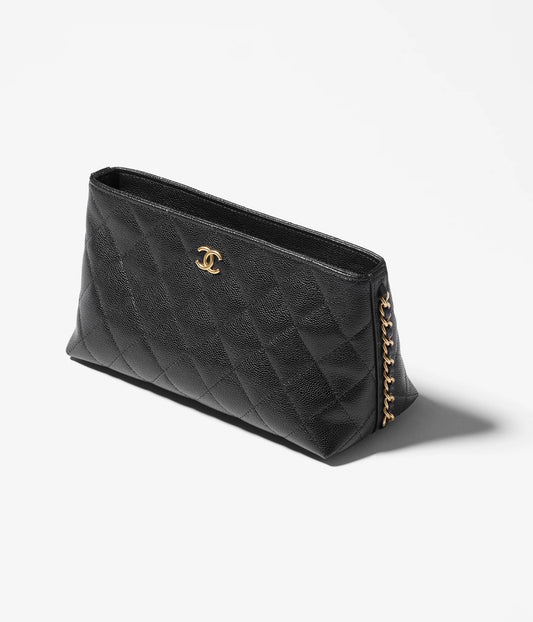 Chanel Pouch Grained Shiny Calfskin & Gold-Tone Metal - Black