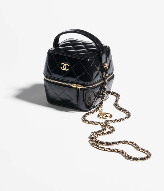 Chanel Vanity With Chain Shiny Calfskin & Gold-Tone Metal - Black