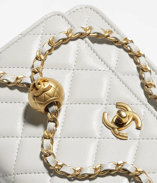 Chanel Wallet On Chain Shiny Lambskin & Gold-Tone Metal Light - Grey