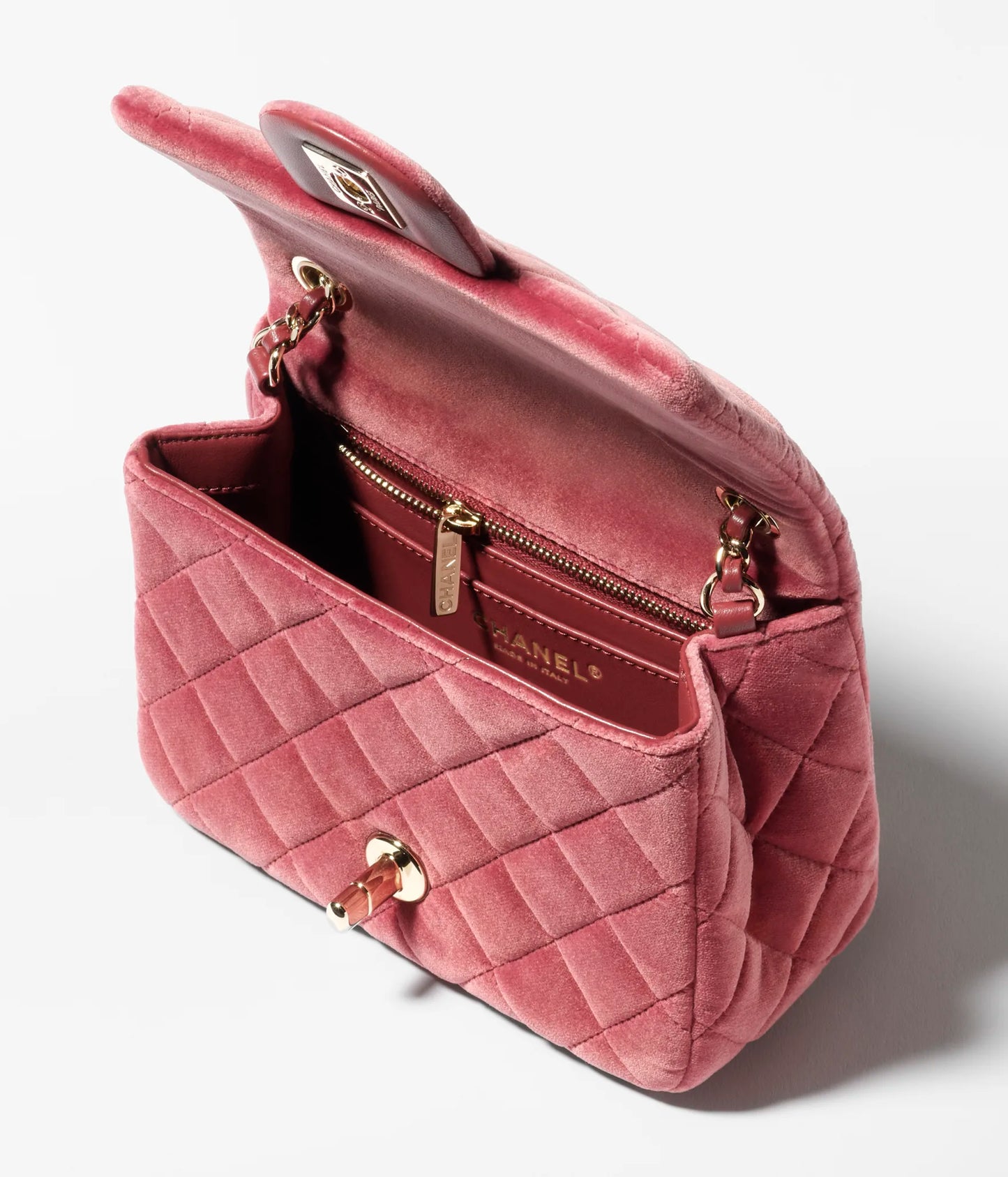 Chanel Mini Flap Bag Velvet, Diamanté & Gold-Tone Metal - Burgundy