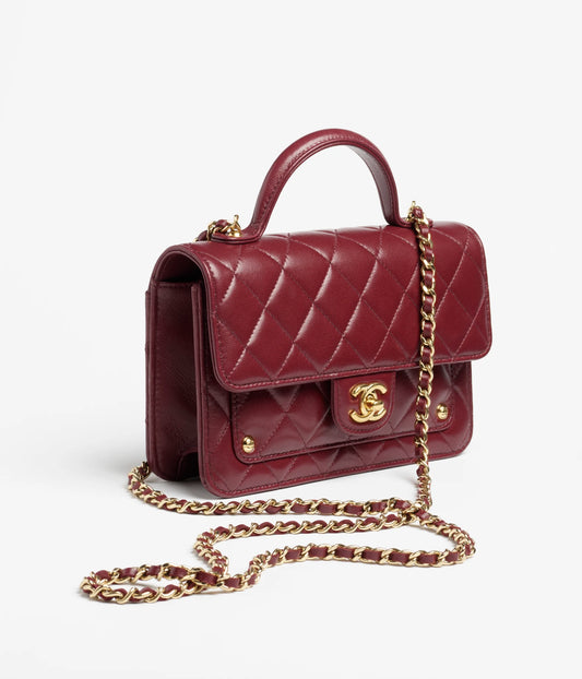 Chanel Wallet On Chain Shiny Lambskin & Gold-Tone Metal - Burgundy