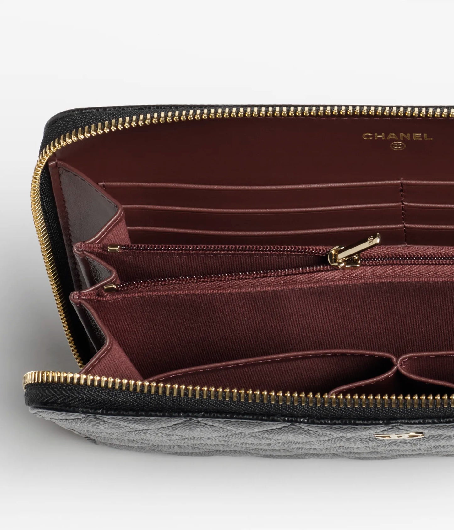 Chanel Classic Zipped Travel Pouch Grained Shiny Calfskin & Gold-Tone Metal Black