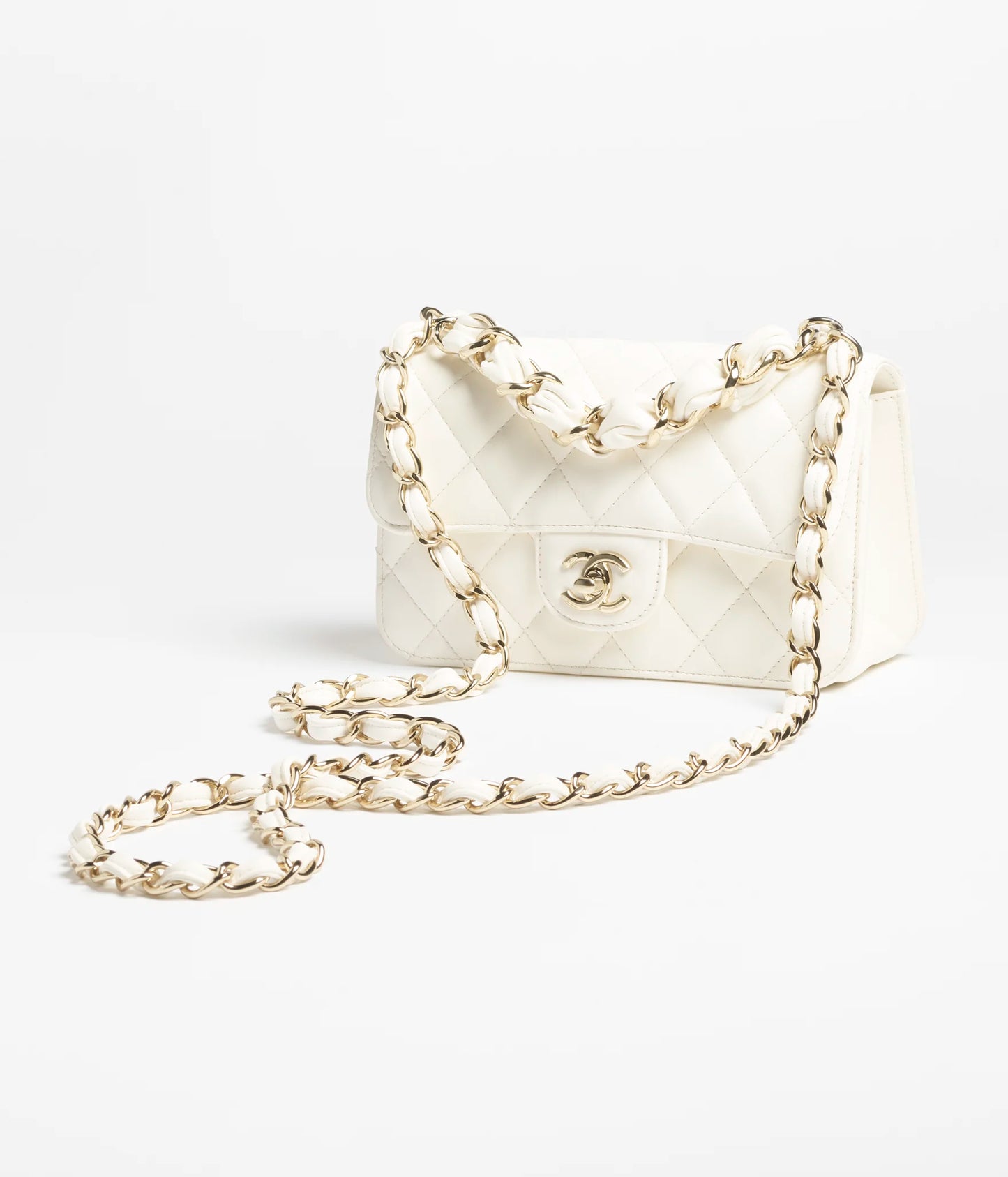 Chanel Mini Flap Bag Shiny Lambskin & Gold-Tone Metal - Ecru