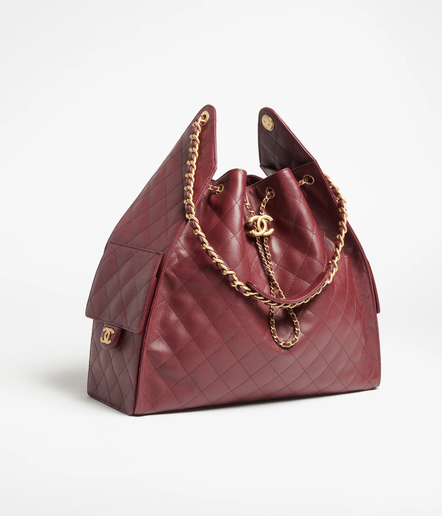 Chanel 25 Large Handbag Grained Calfskin & Gold-Tone Metal - Burgundy