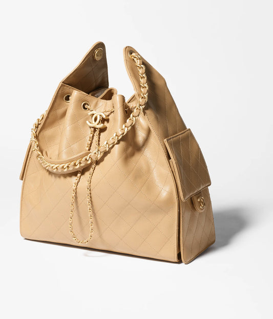 Chanel 25 Medium Handbag Grained Calfskin & Gold-Tone Metal - Dark Beige