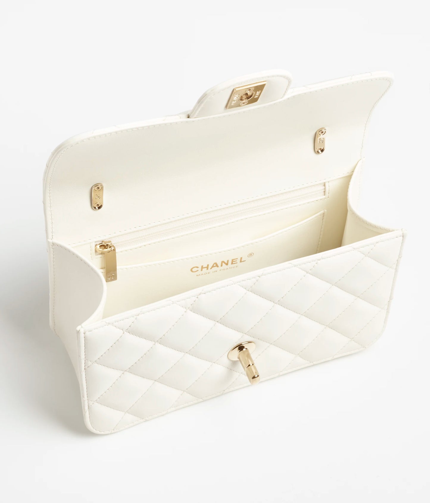 Chanel Mini Flap Bag Shiny Lambskin & Gold-Tone Metal - Ecru