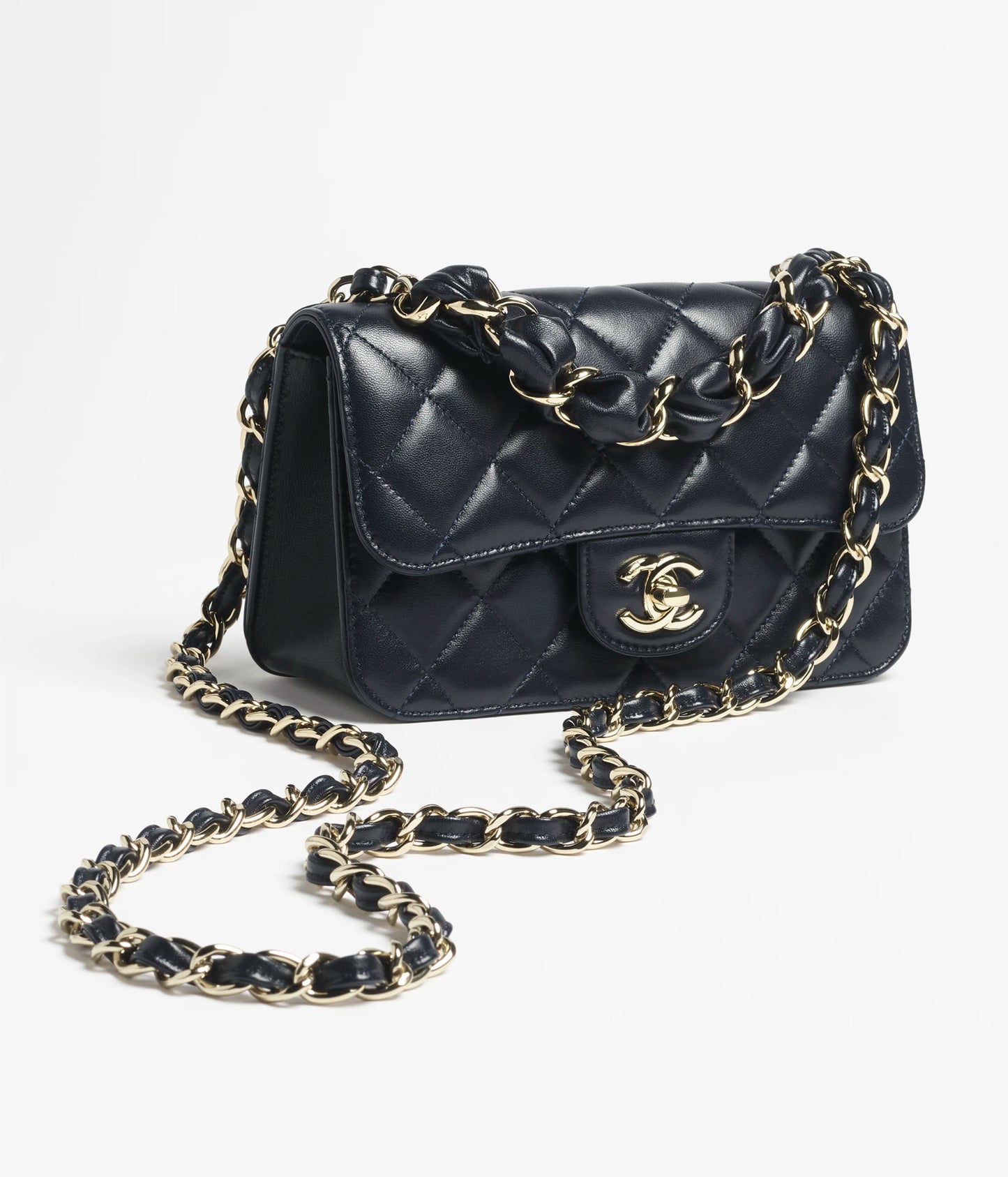Chanel Mini Flap Bag Shiny Lambskin & Gold-Tone Metal - Dark Blue