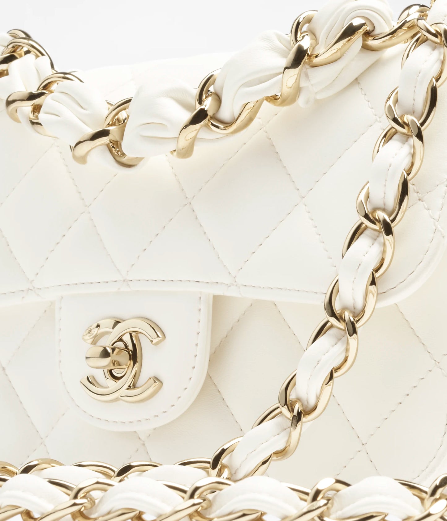 Chanel Mini Flap Bag Shiny Lambskin & Gold-Tone Metal - Ecru