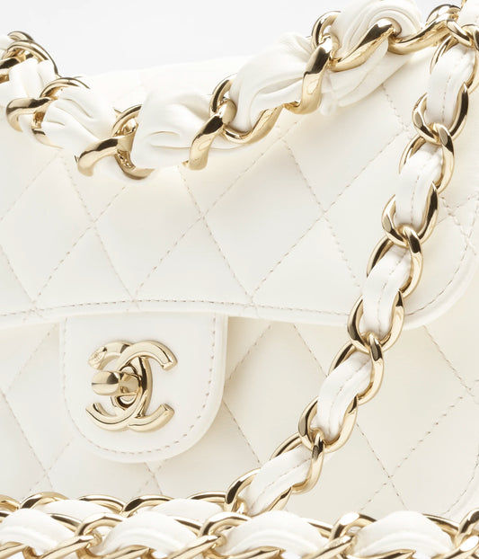 Chanel Mini Flap Bag Shiny Lambskin & Gold-Tone Metal - Ecru