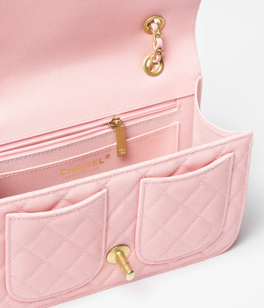 Chanel Mini Flap Bag Grained Shiny Calfskin & Gold-Tone Metal - Light Pink