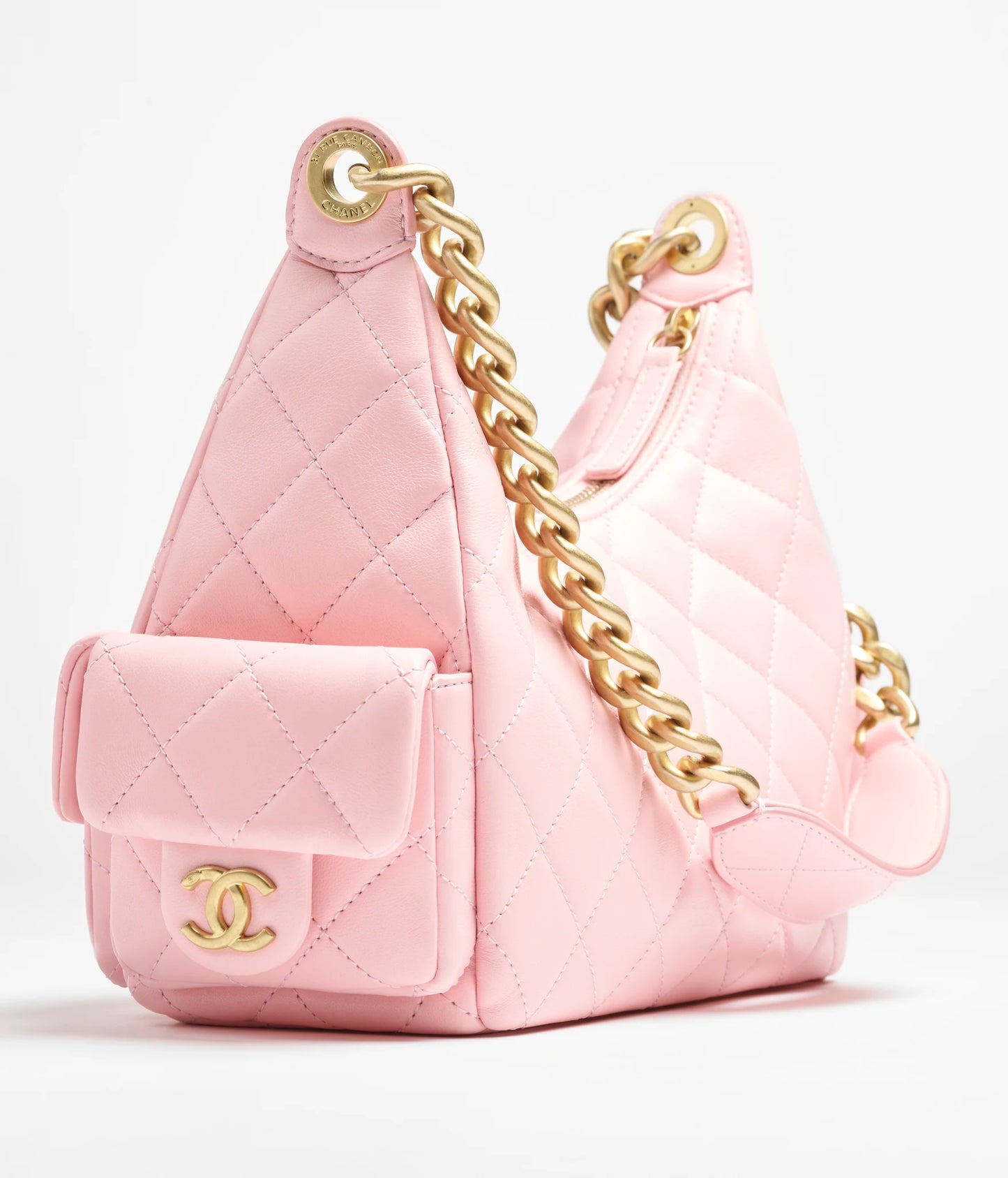 Chanel Large Hobo Bag Shiny Lambskin & Gold-Tone Metal - Light Pink