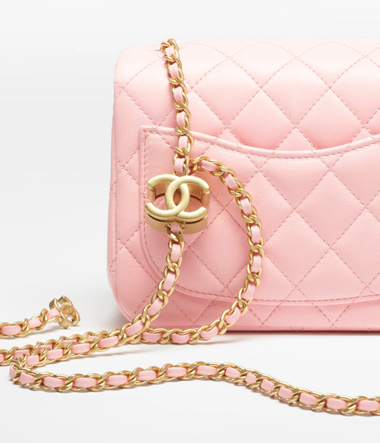 Chanel Mini Flap Bag Shiny Lambskin & Gold-Tone Metal - Light Pink