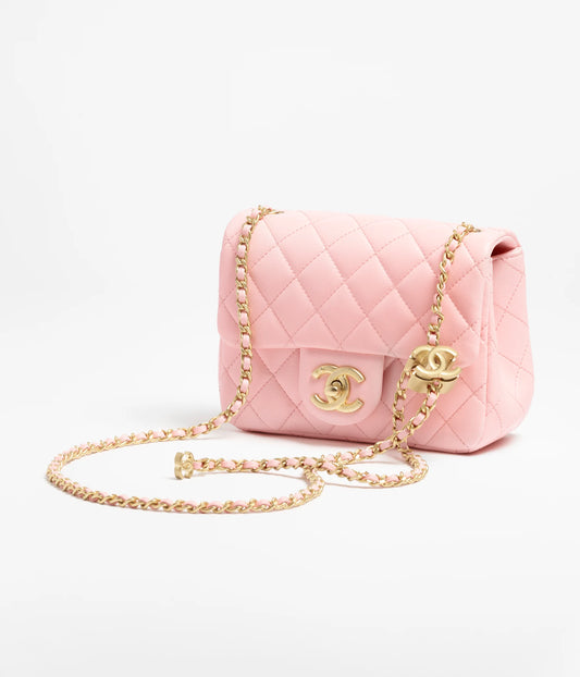 Chanel Mini Flap Bag Shiny Lambskin & Gold-Tone Metal - Light Pink