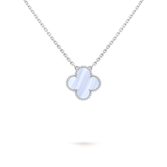 Van Cleef & Arpels, Vintage Alhambra pendant, rhodium plated 18K white gold, chalcedony