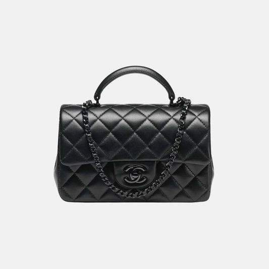 Chanel Flap Bag With Top Handle All Black