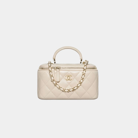 Chanel Long Vanity With Chain in Lambskin - Beige