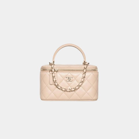 Chanel Long Vanity With Chain Lambskin - Beige