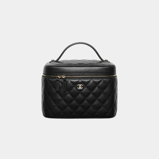 Chanel Classic Vanity Pouch in Grained Shiny Calfskin - Black
