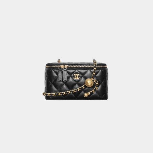Chanel Long Vanity with Chain in Shiny Lambskin - Black