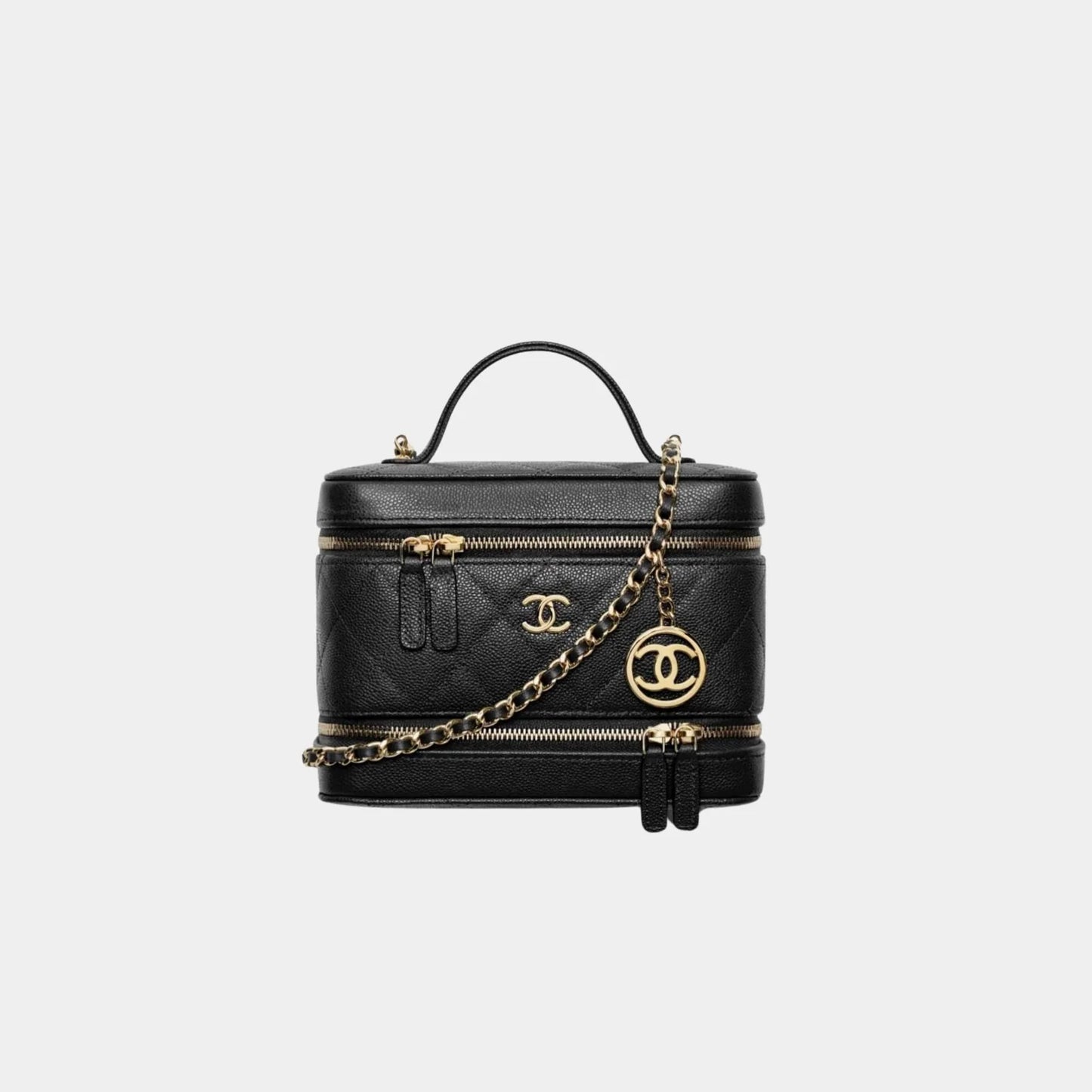 Chanel Long Vanity with Chain in Grained Calfskin - Black