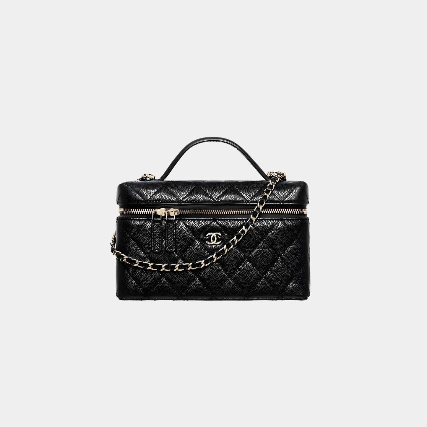 Chanel Classic Vanity with Chain in Grained Shiny Calfskin - Black
