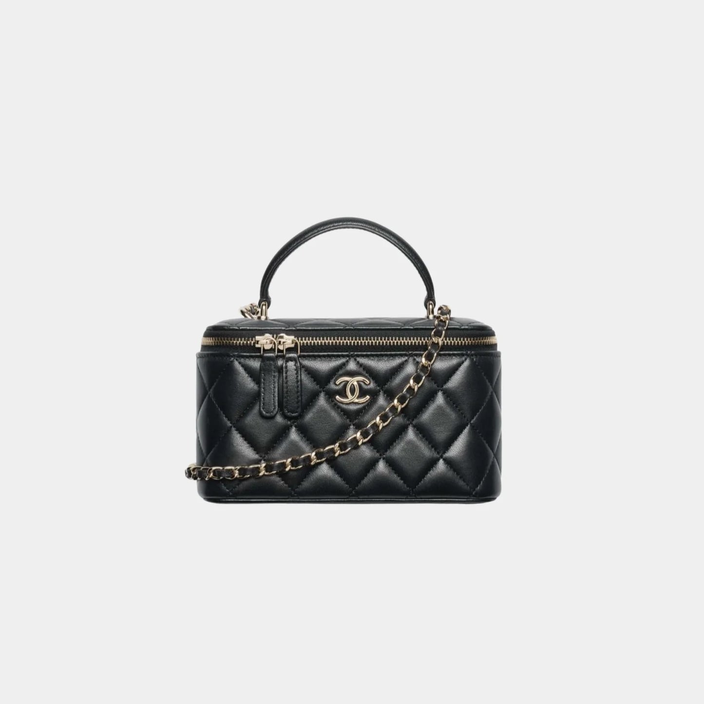 Chanel Long Vanity With Chain Lambskin - Black