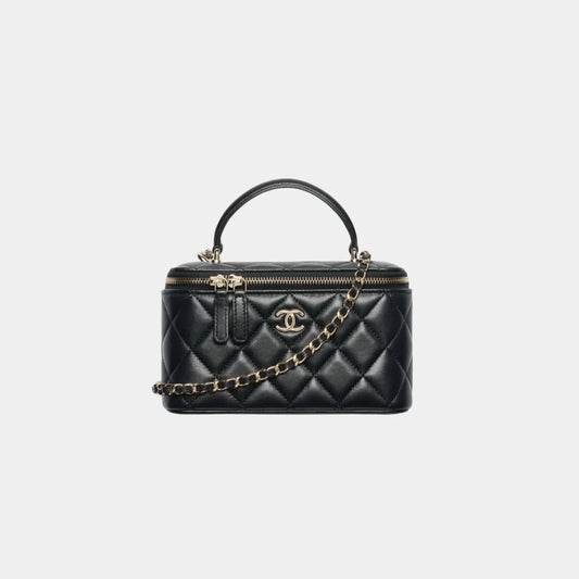 Chanel Long Vanity With Chain Lambskin - Black