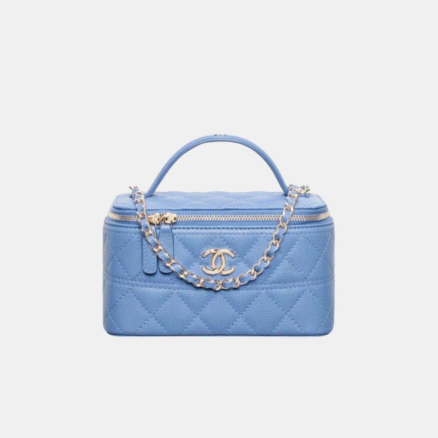 Chanel Long Vanity with Chain in Grained Calfskin and Gold Tone Metal - Blue