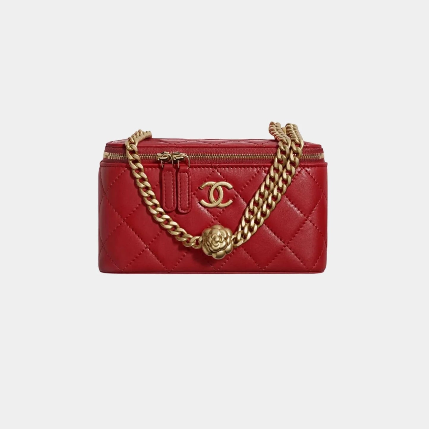 Chanel Vanity with Chain in Lambskin - Burgundy