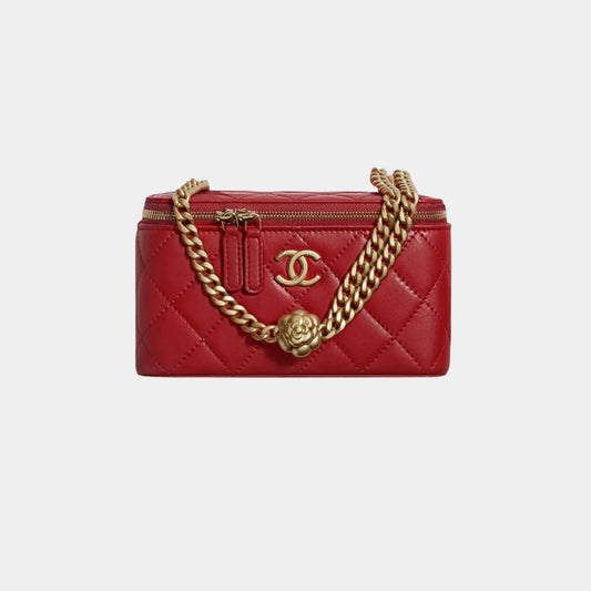 Chanel Vanity with Chain in Lambskin - Burgundy