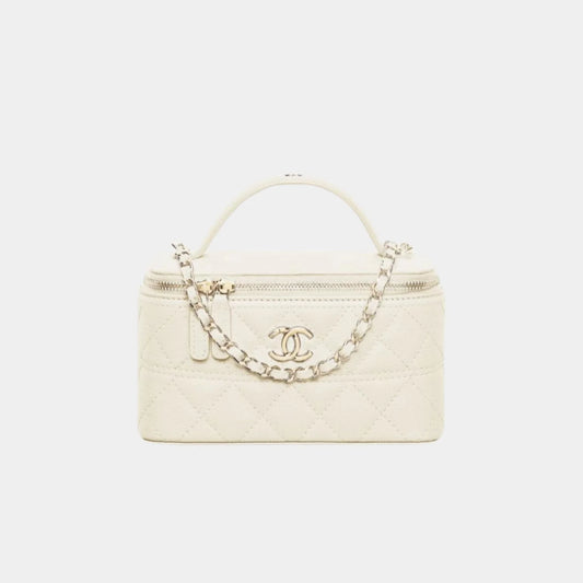 Chanel Long Vanity with Chain in Grained Calfskin and Gold Tone Metal - Ecru