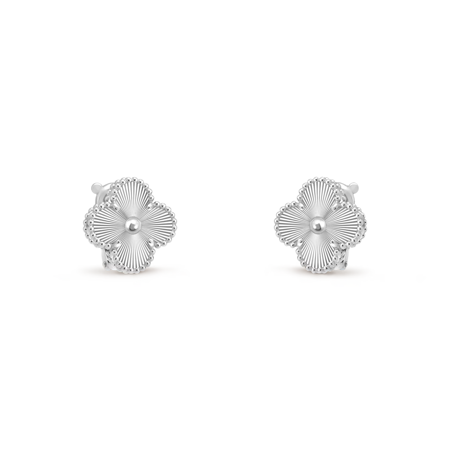 Van Cleef & Arpels, Vintage Alhambra earrings, guilloché rhodium plated 18K white gold