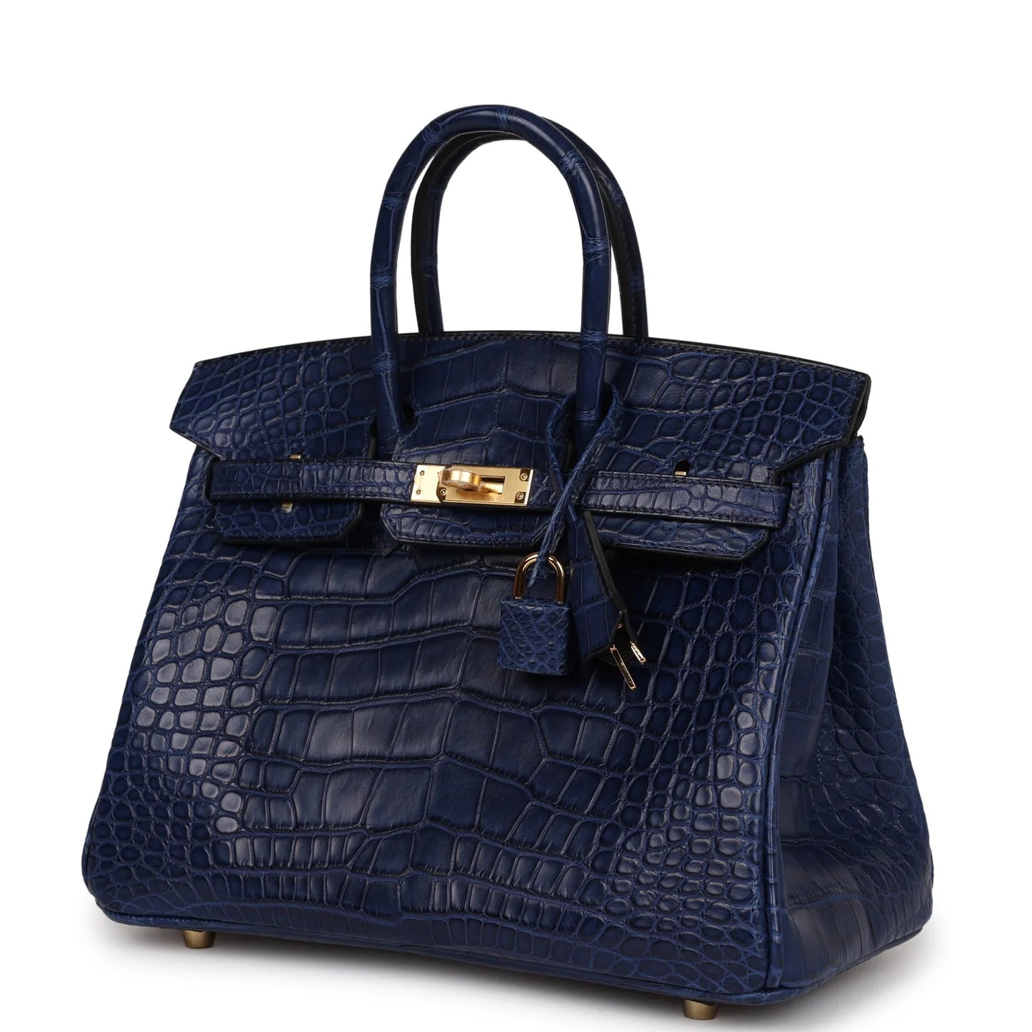 Hermès Birkin 25 Bleu Saphir Matte Alligator Gold Hardware