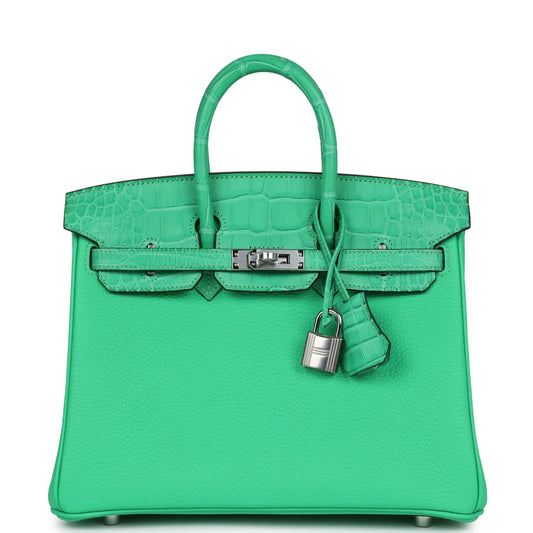 Hermès Birkin 25 Vert Comics Togo and Matte Alligator Touch Palladium Hardware