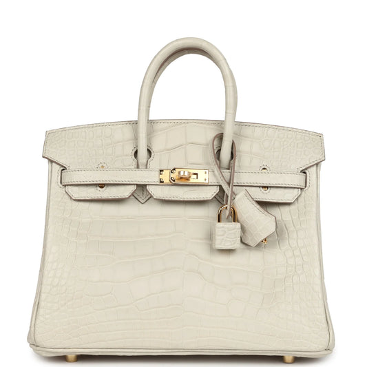 Hermès Birkin 25 Beton Matte Alligator Gold Hardware